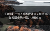 【紧急】主持人在昨晚遭遇花絮愤怒，微密圈全网炸锅，详情点击