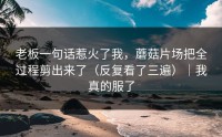 老板一句话惹火了我，蘑菇片场把全过程剪出来了（反复看了三遍）｜我真的服了