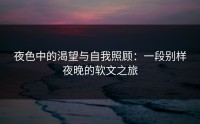 夜色中的渴望与自我照顾：一段别样夜晚的软文之旅