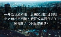 一开始我还不服，后来51网网址到底怎么用才不后悔？我把效率提升这关踩明白了（不服你来试）