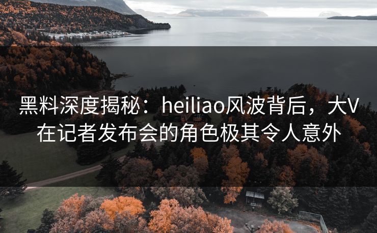 黑料深度揭秘:heiliao风波背后,大V在记者发布会的角色极其令人意外 黑料深度揭秘:heiliao风波背后,大V在记者发布会的角色极其令人意外
